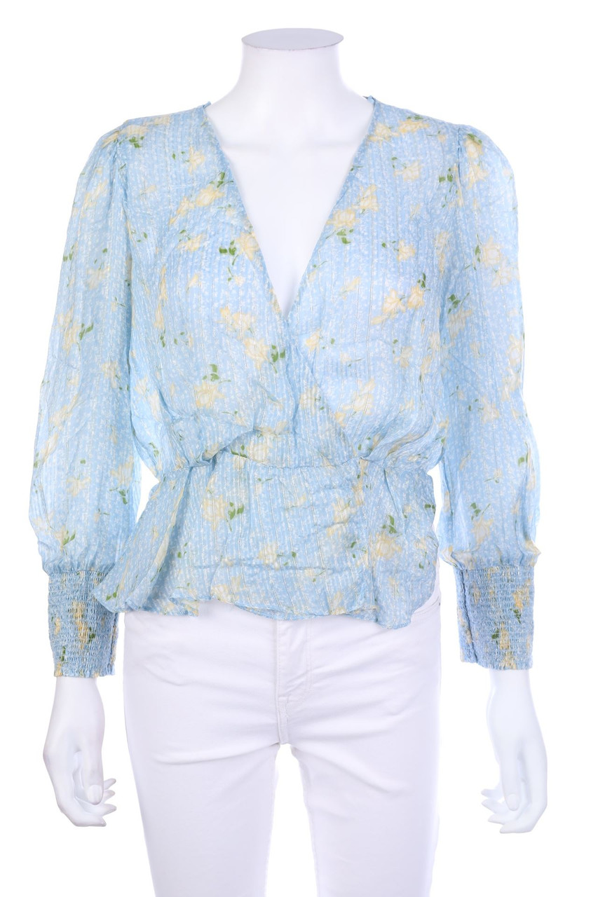 ZARA - Bluse in Wickel-Optik mit Blumen-Print - L