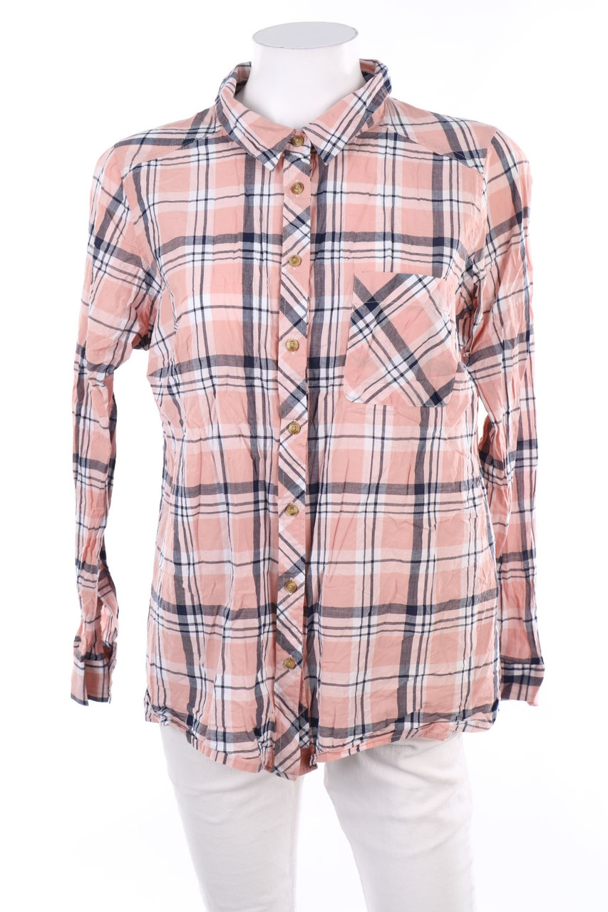 Multiblu - Baumwoll-Hemd-Bluse mit Karo-Muster - L