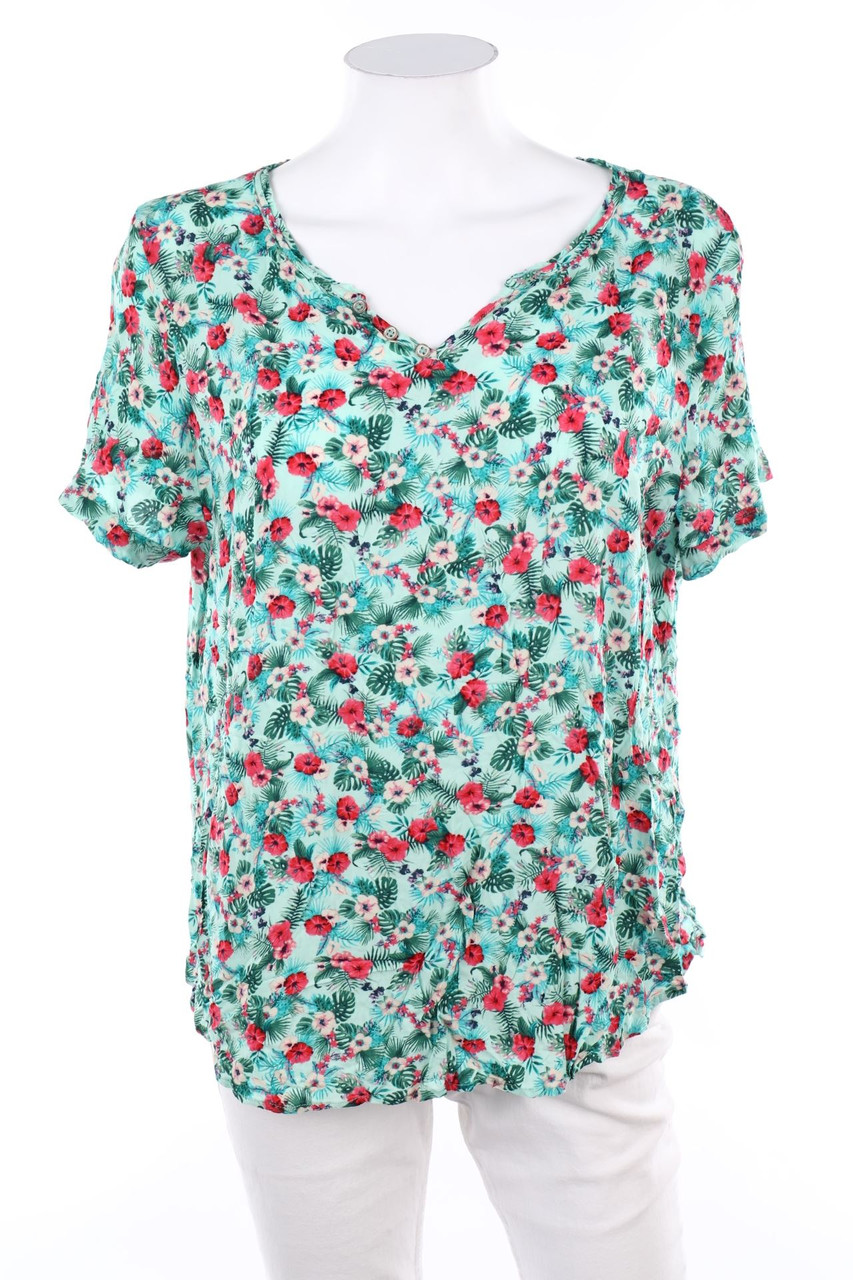 ESPRIT - Kurzarm-Bluse mit Blumen-Print - XL