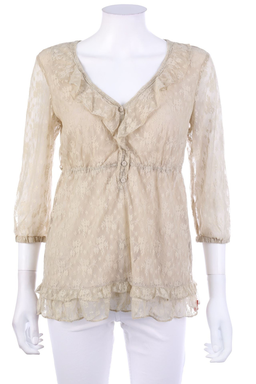 ESPRIT - Spitzen-Bluse mit 3/4-Ärmel - S