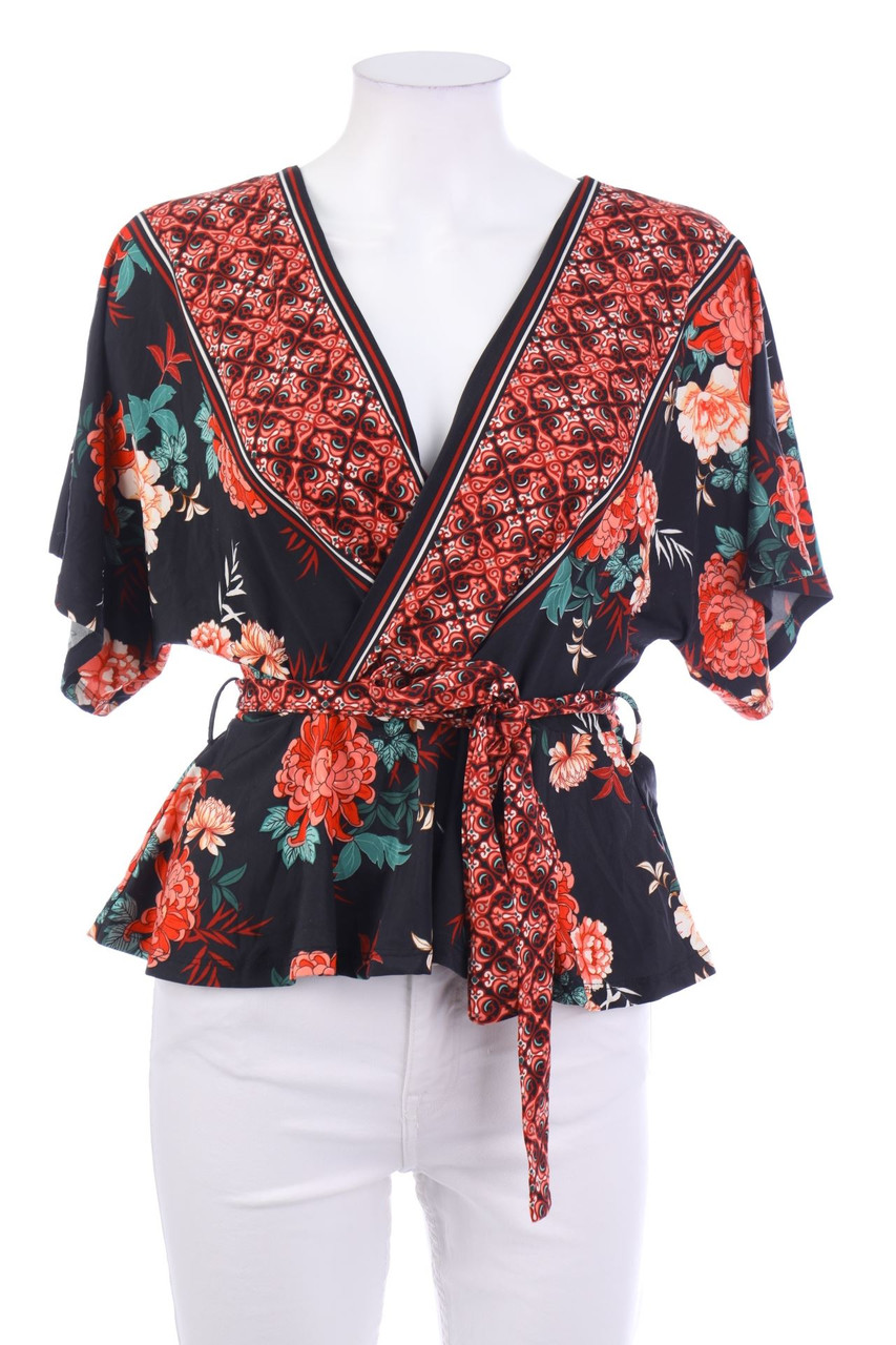 RESERVED - Wrap Blouse with Flower Print - M