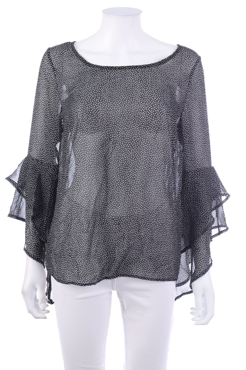 zebra - Ruffled Blouse with Small Dots - S