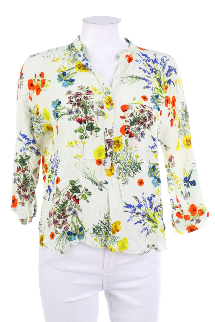 ZARA - Bluse mit 3/4-Ärmel mit Blumen-Print - M