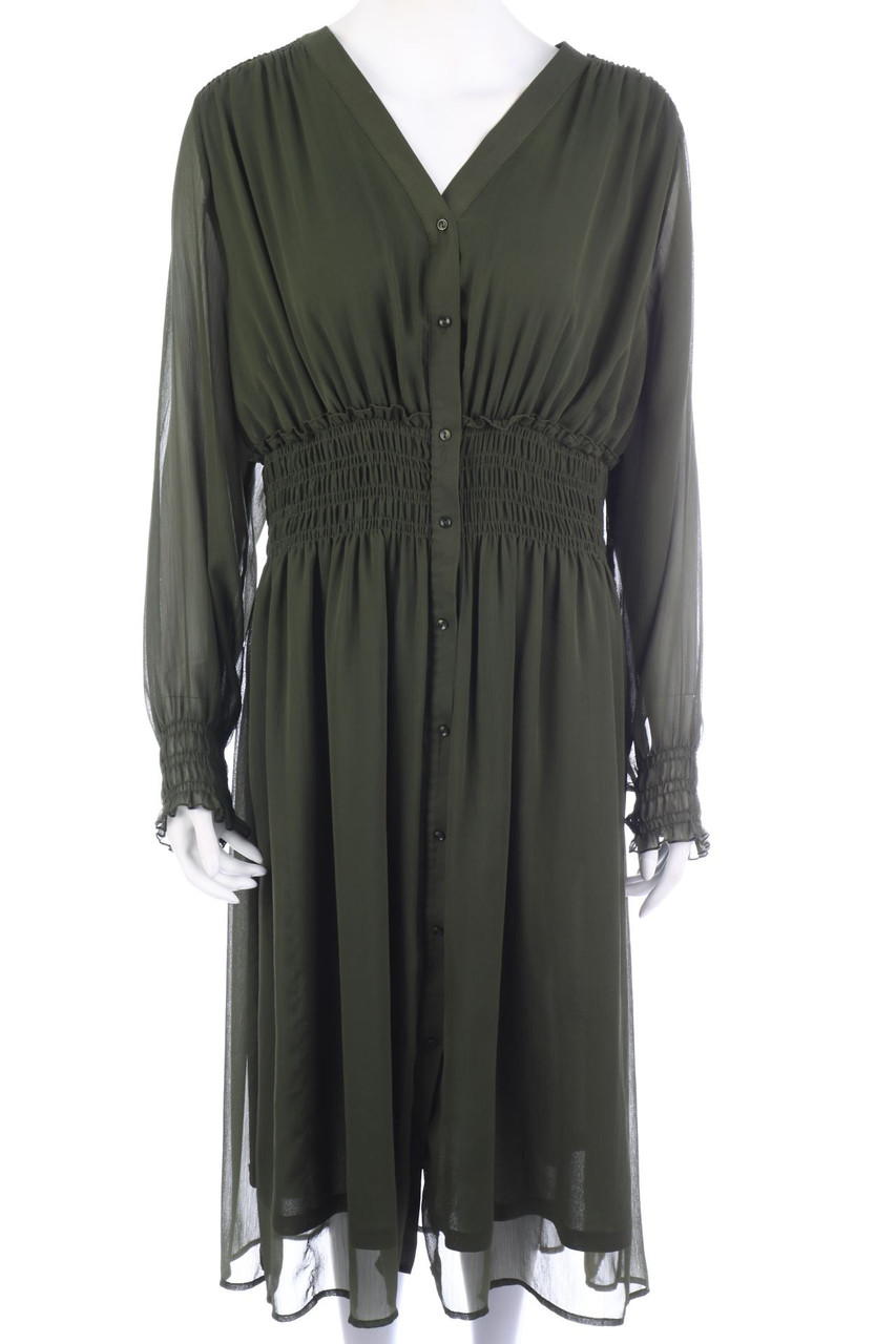 RESERVED - Midi-Dress, Smok Detailing - 2XL