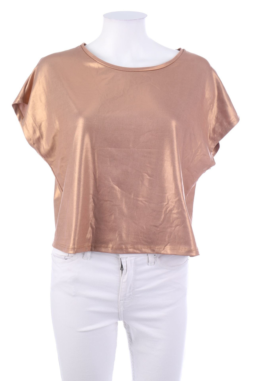 ZARA - Kurzarm-Shirt mit Metallic-Effekt - S