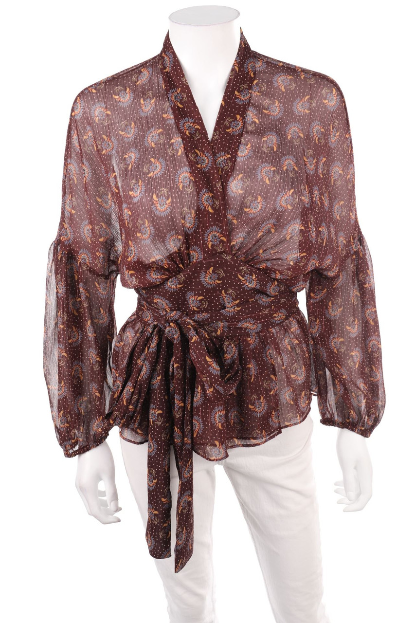 ZARA - Muster-Bluse mit langem Ärmel - M