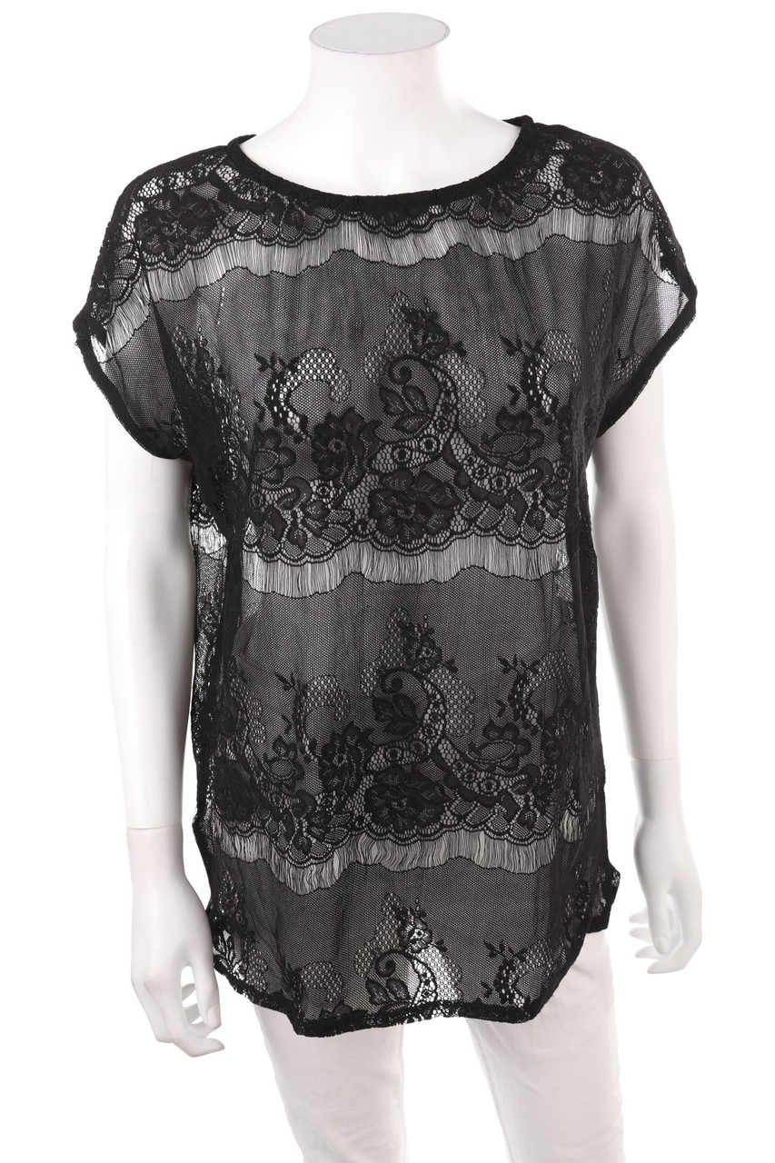 C&A - Spitzen-Kurzarm-Bluse - XS