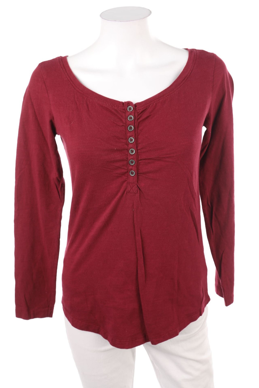 G!na - Baumwoll-Longsleeve-Shirt mit Knöpfen - S