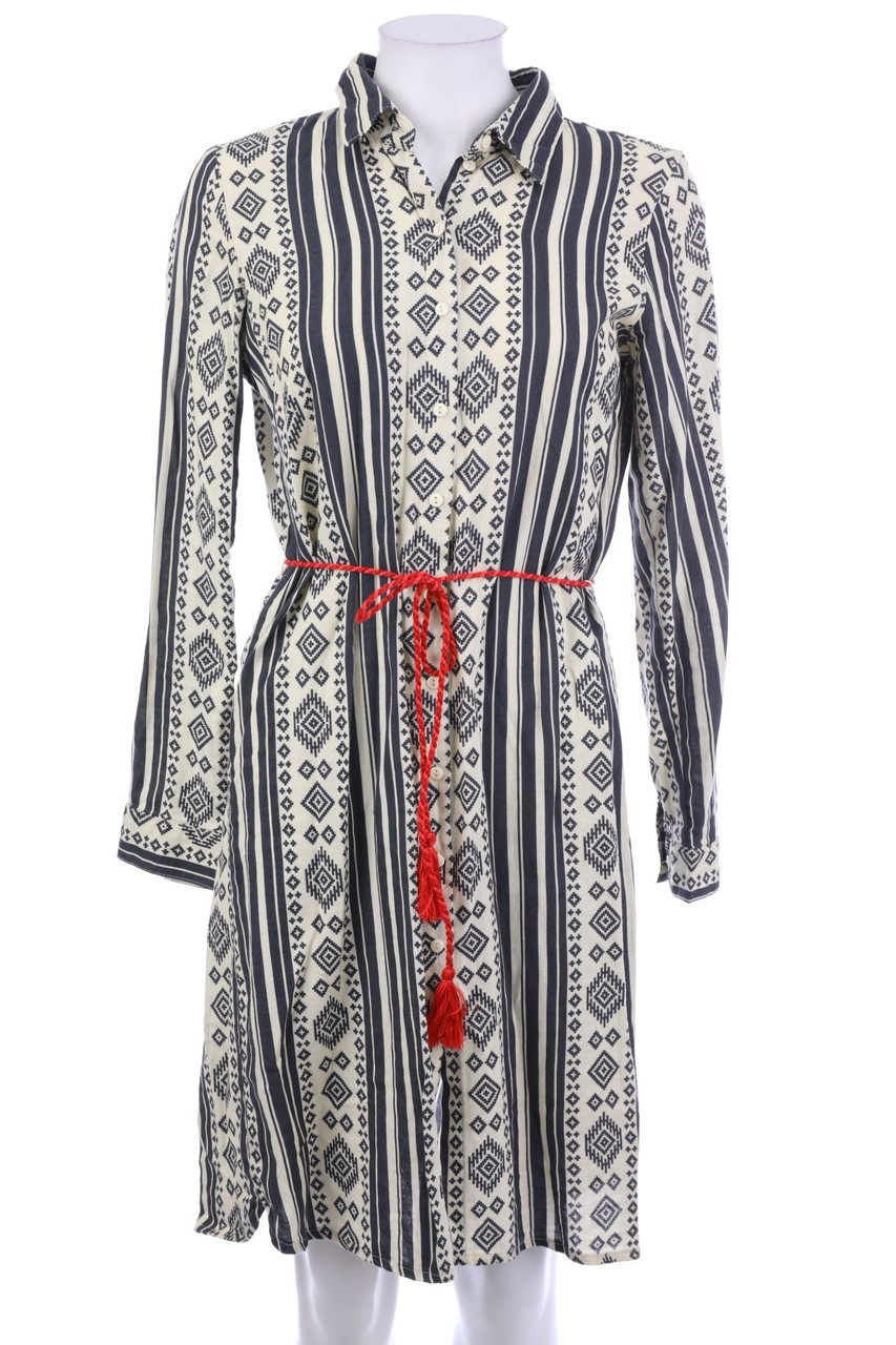 RAINBOW - Cotton Shirt Dress with Ethno Print - S