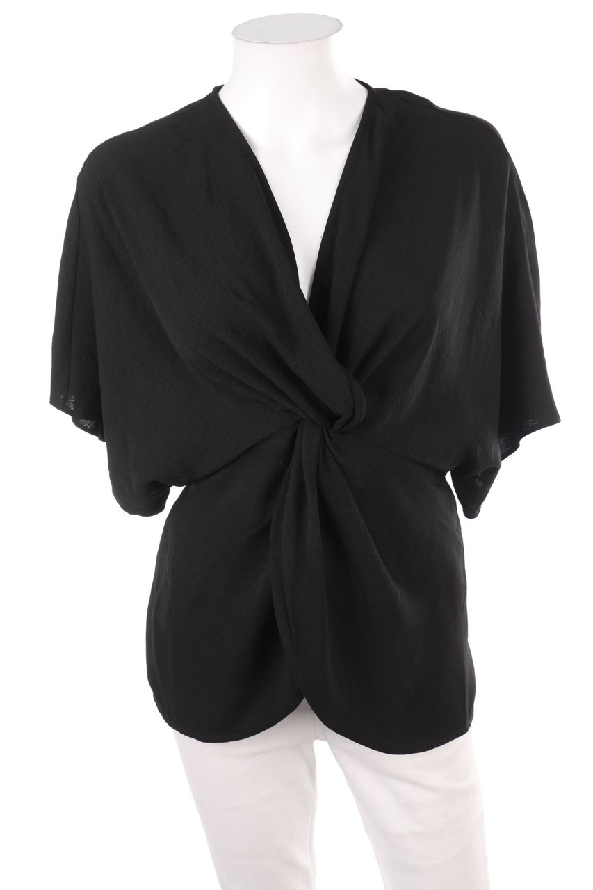 asos DESIGN - Kurzarm-Bluse mit Drapierung - XXS