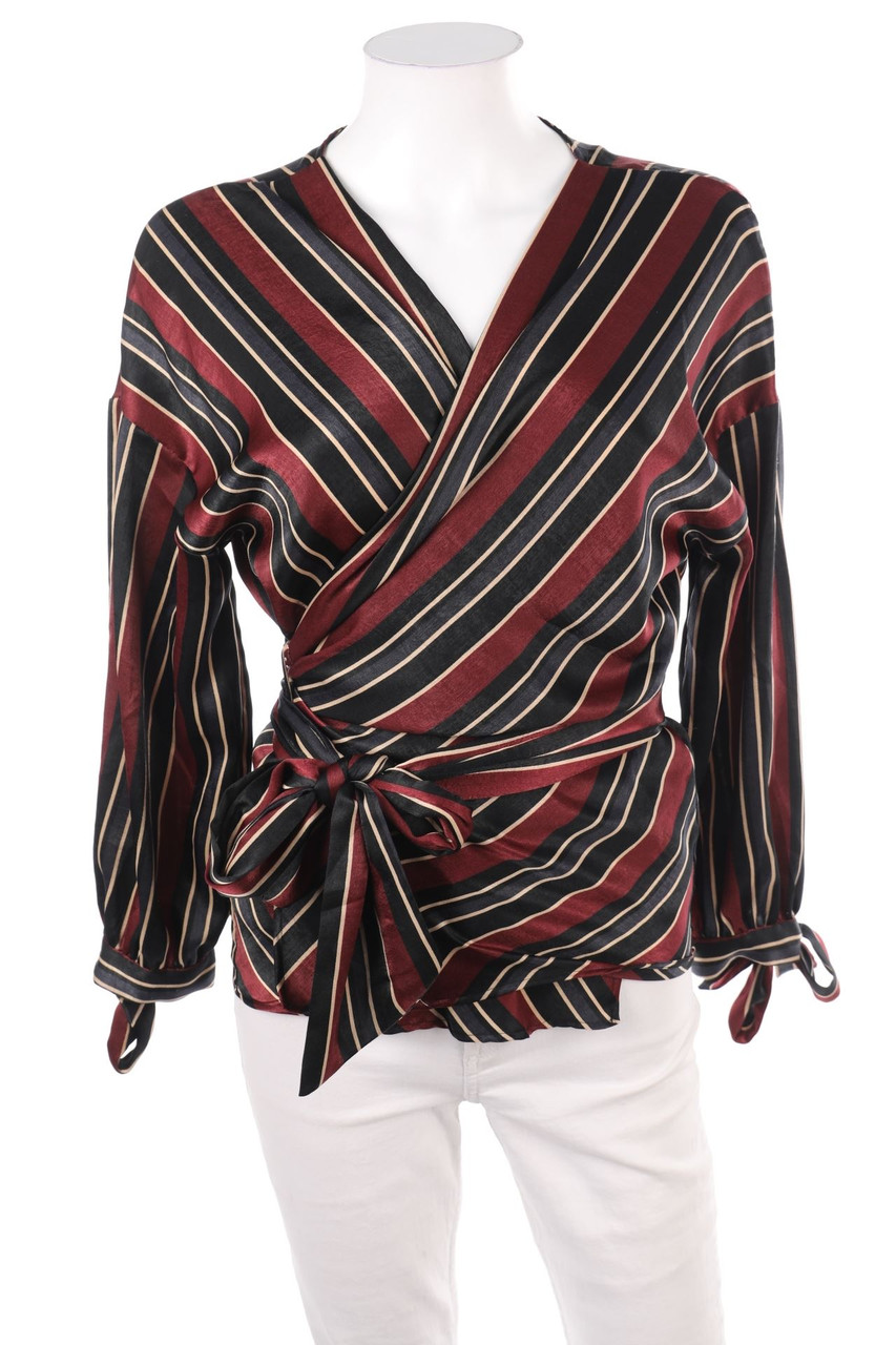 ZARA - Wrap Blouse with Stripes - S