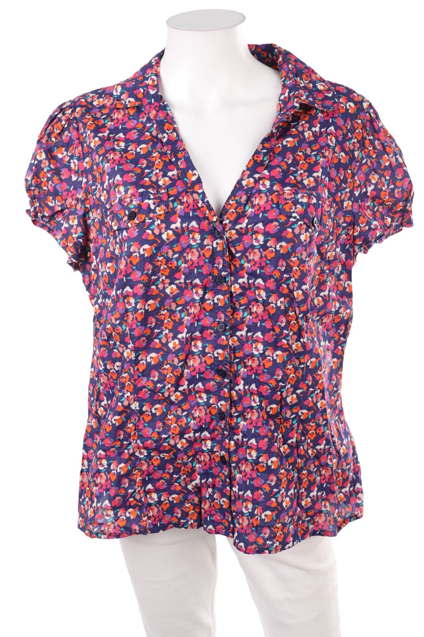 F&F - Cotton Shortsleeve Blouse with Flower Print - 3XL