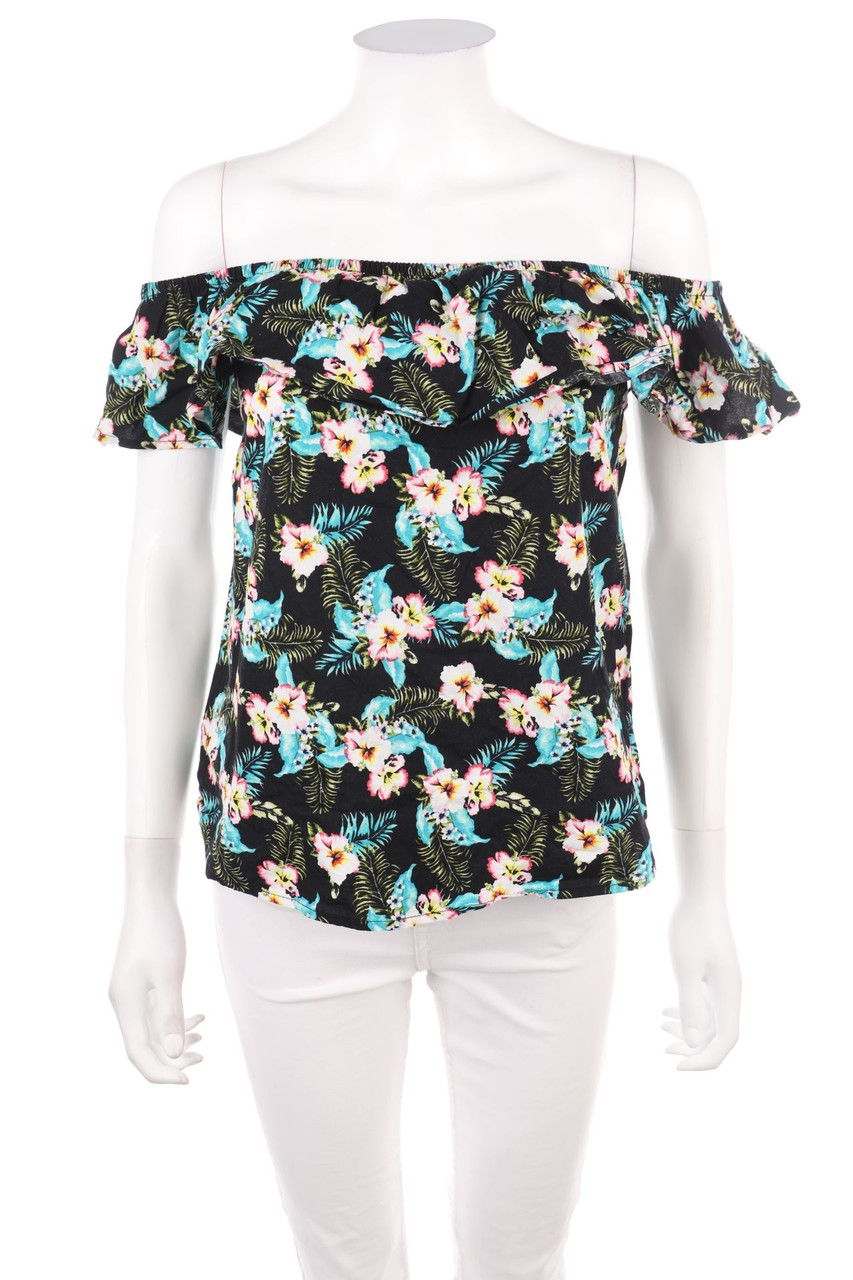 TALLY WEiJL - Carmen-Shortsleeve-Shirt with Flower Print, Cotton - S