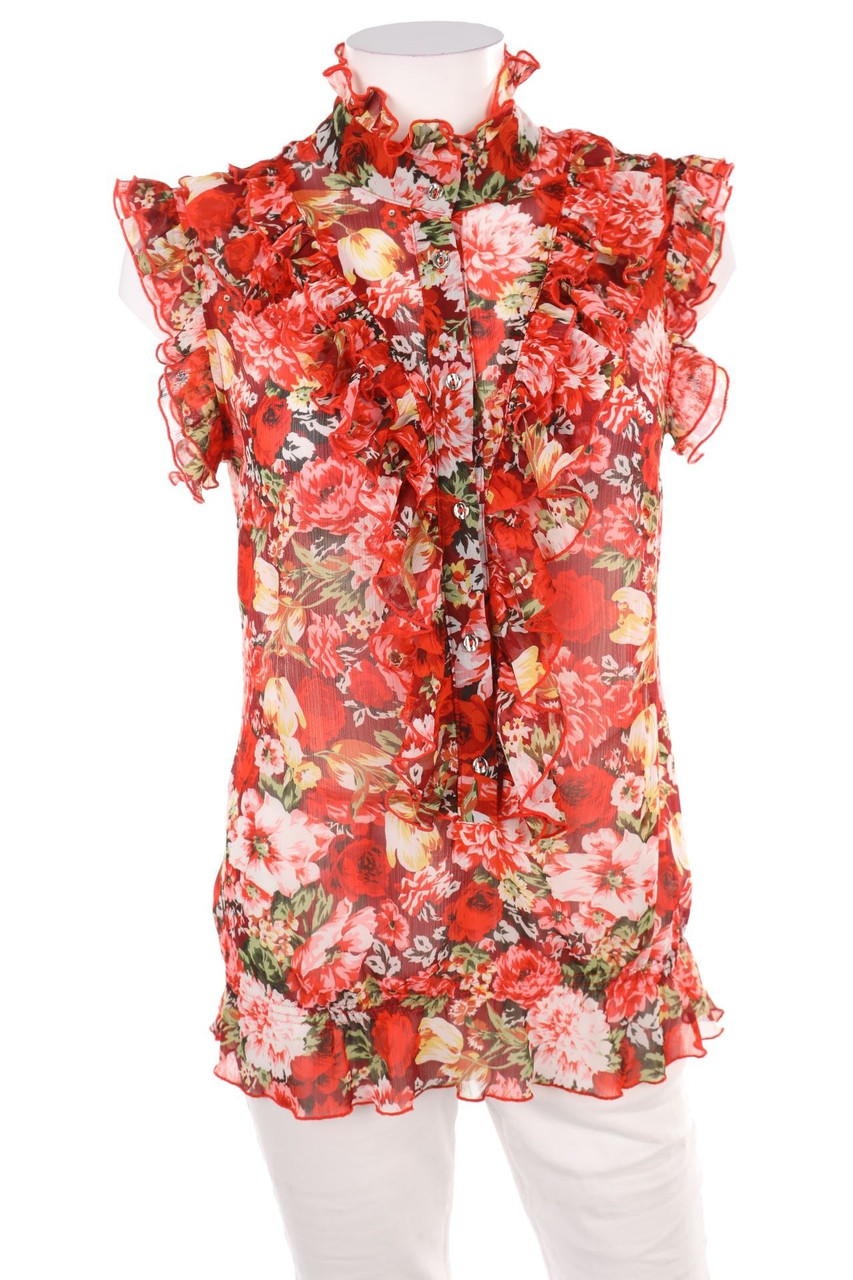 Ohne Label - Volants-Blusentop mit Blumen-Print - D 40