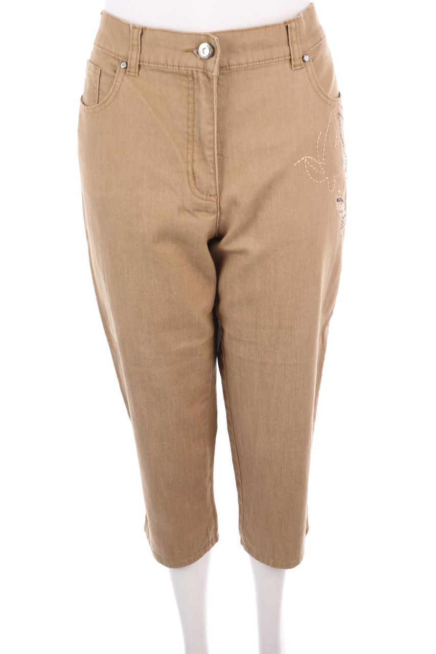 Himmelblau - Cropped-Jeans mit Stickereien - XL