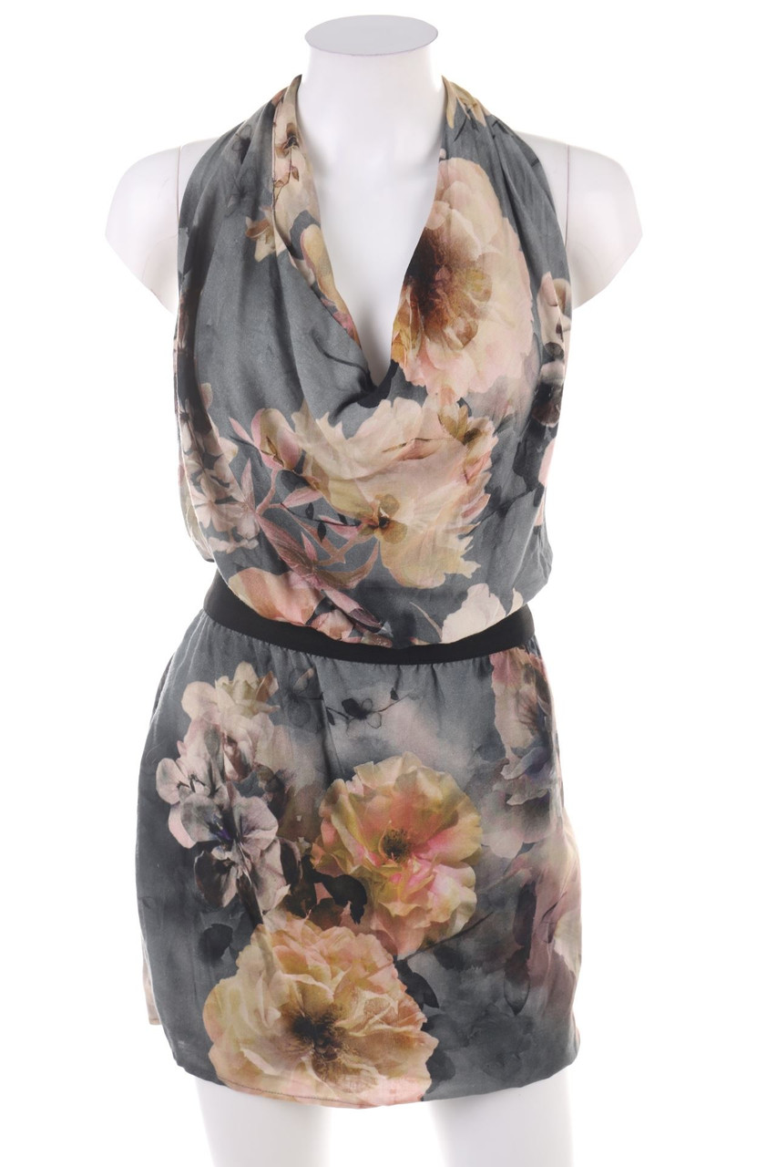 ZARA - Neckholder Mini Dress with Flower Print - S