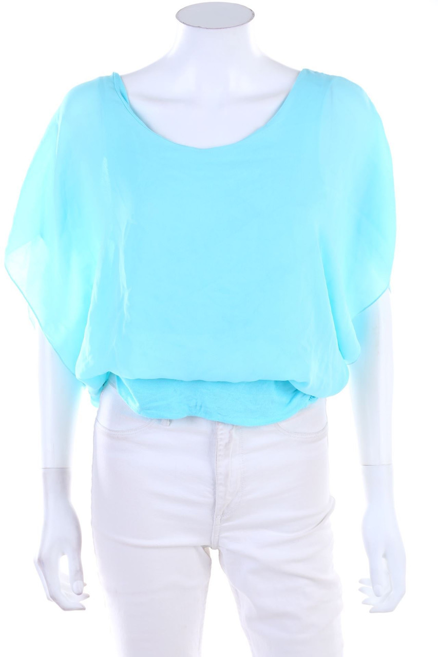 No Label - Cropped-Shortsleeve Blouse with Bow - ONE SIZE