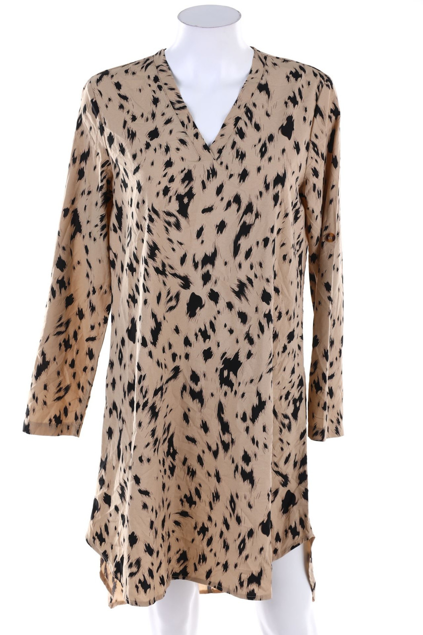 No Label - Print-Dress with French Cuff - L