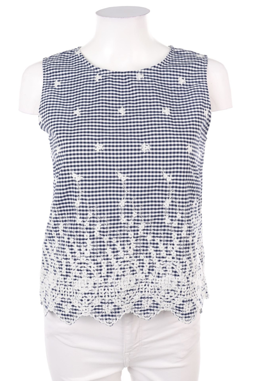 ZARA - Karo-Blusentop mit Stickereien - S