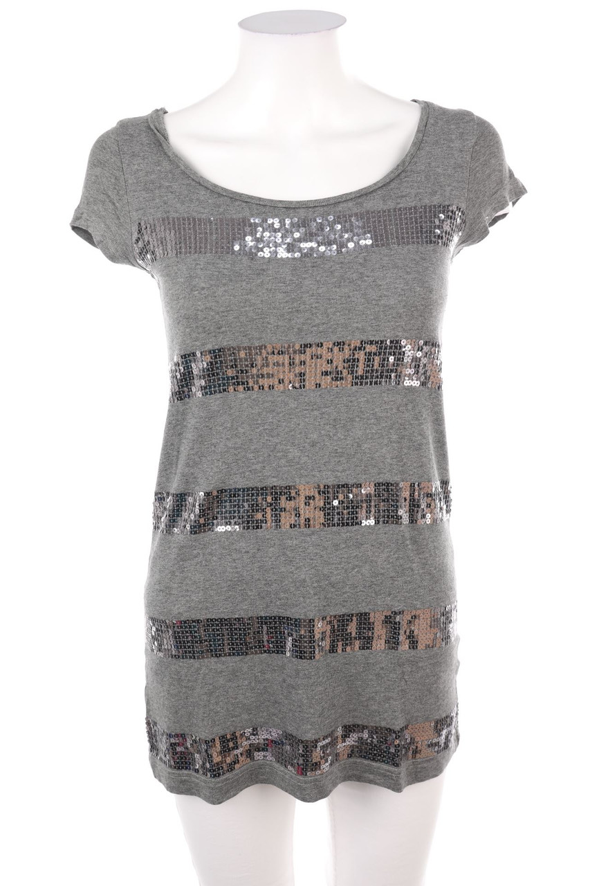 H&M - Kurzarm-Shirt mit Pailletten - XS