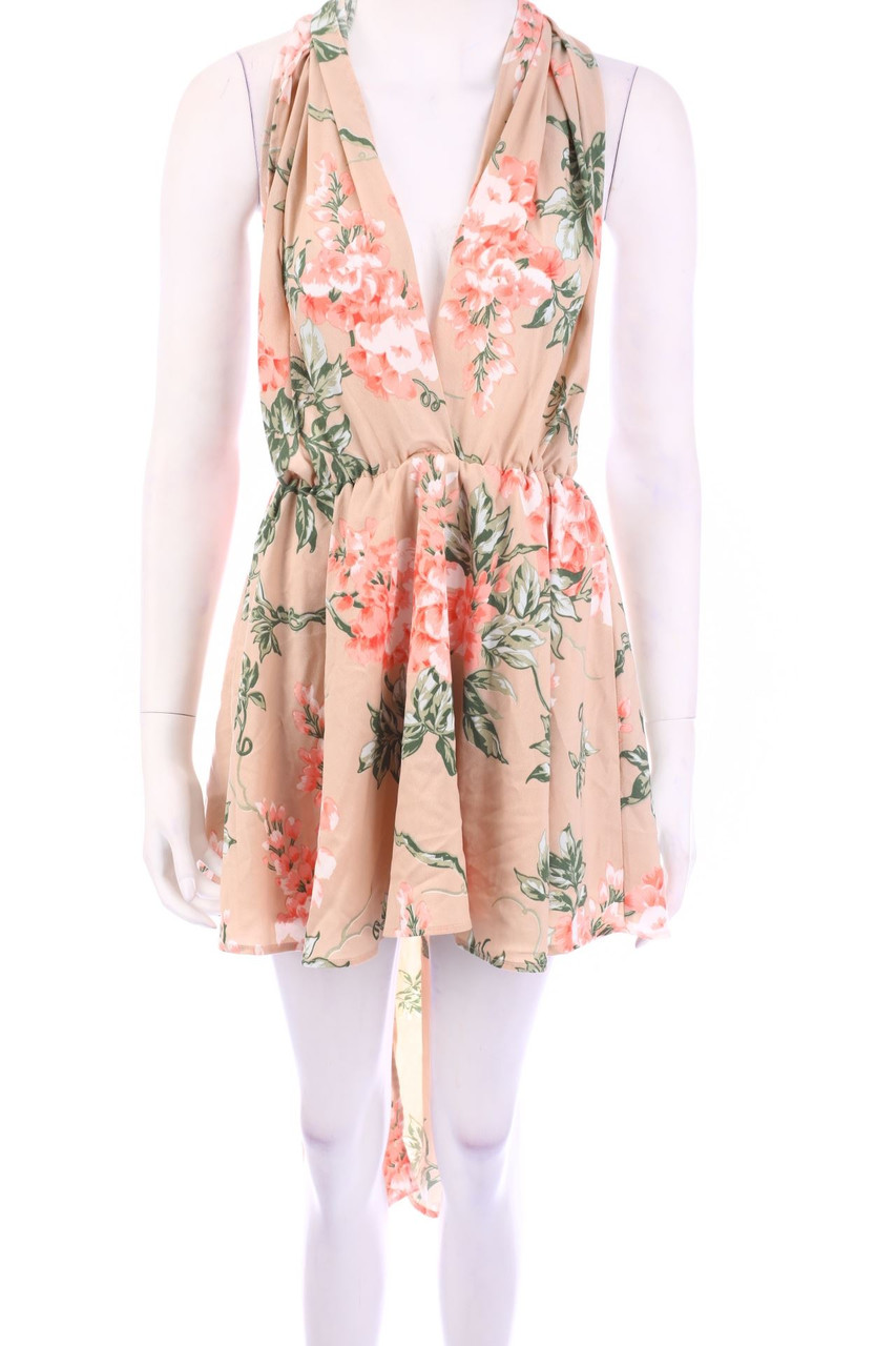 No Label - Neckholder Mini-Dress with Flower Print - D 34