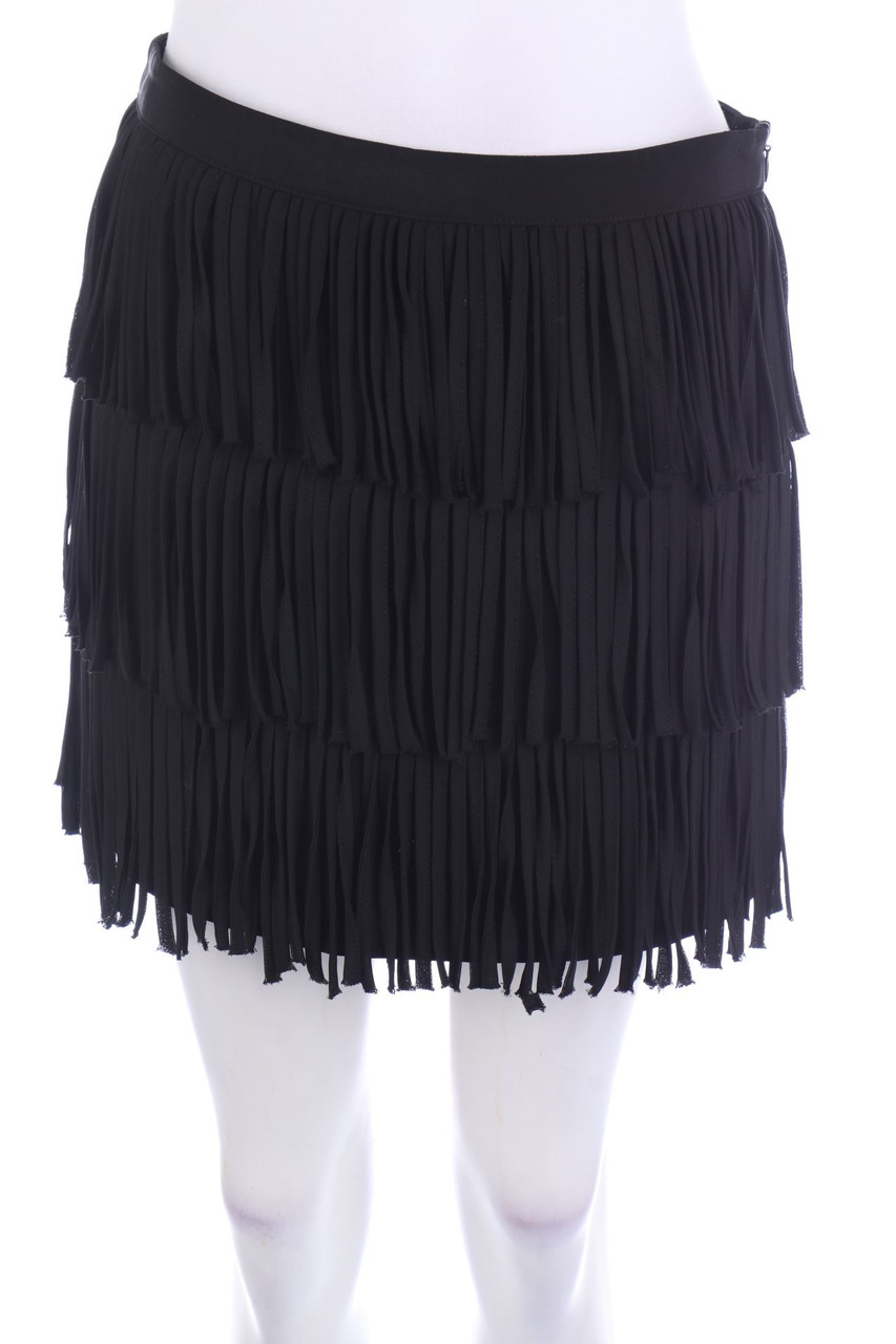 ZARA - faux leather mini-skirt with Fringes - S