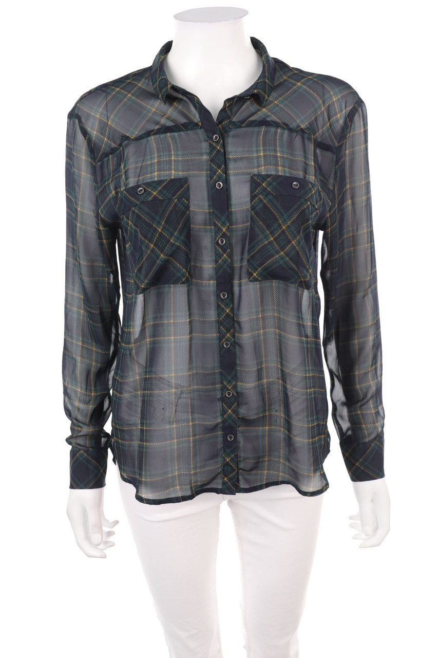 ESPRIT de corp - Chiffon-Hemd-Bluse mit Karo-Muster - XS