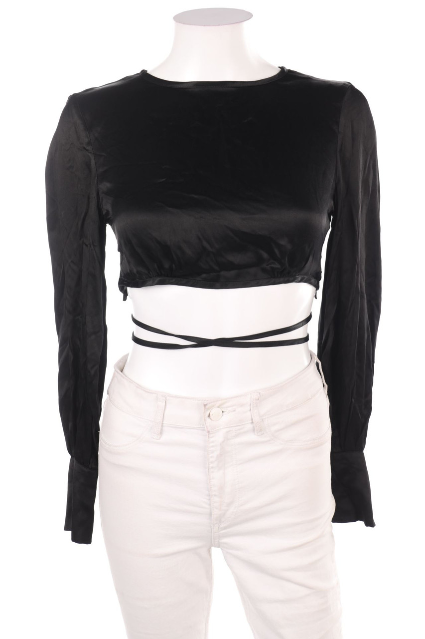 Bershka - Cropped-Longsleeve-Shirt, Viscose - XS