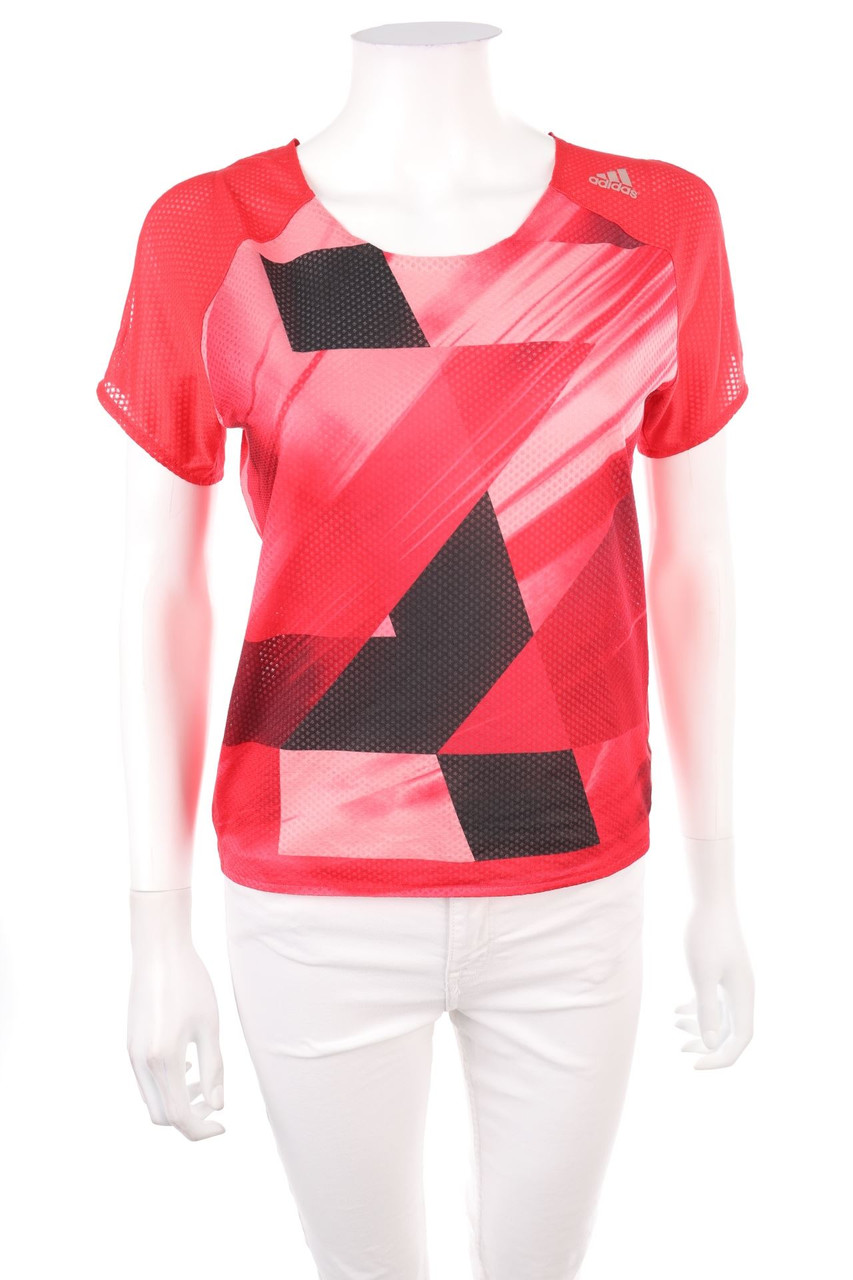 adidas - Cold-Shoulder-Sport-Shirt with Geo Print - S