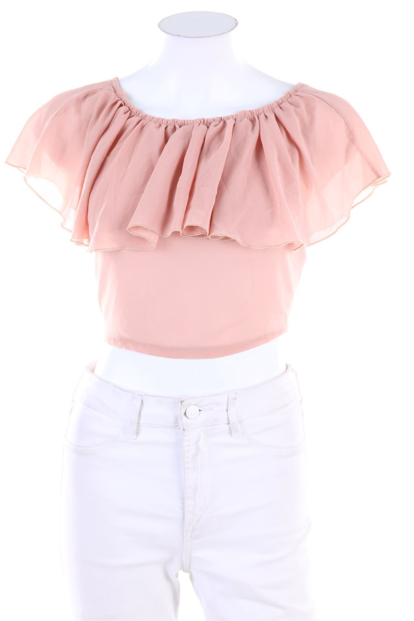 No Label - Cropped-Off-the-shoulder blouse with Volants - D 34-36