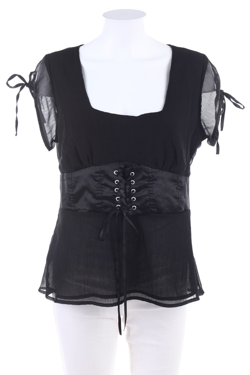 MELROSE - Kurzarm-Bluse mit Schnürung - D 44