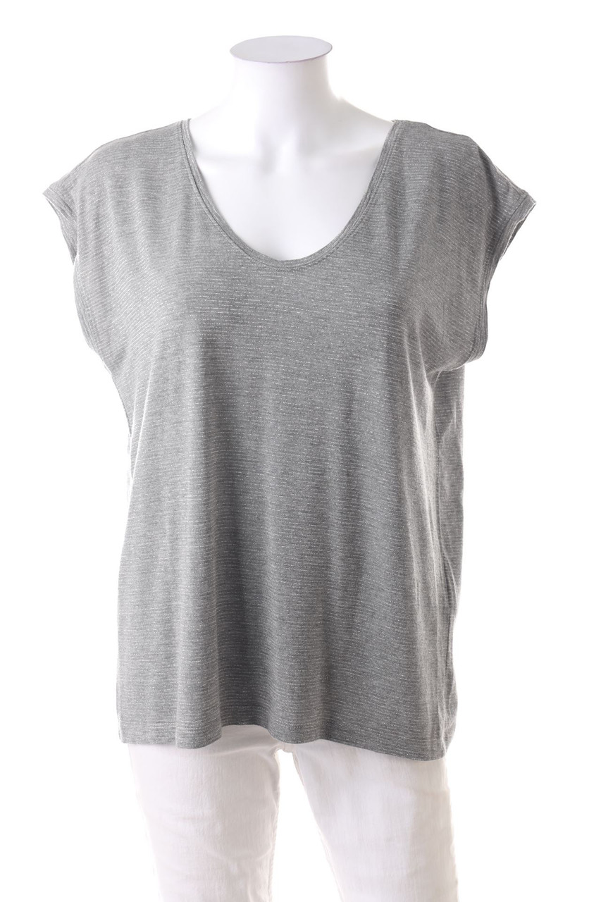 pieces - Kurzarm-Shirt mit Metallic-Effekt - L