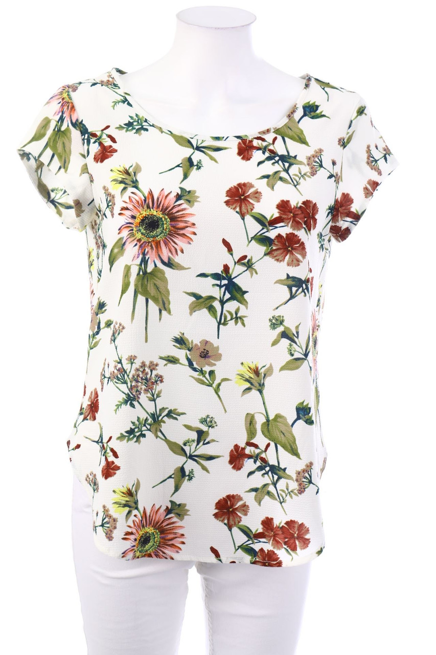 ONLY - Kurzarm-Shirt mit Blumen-Print - XS