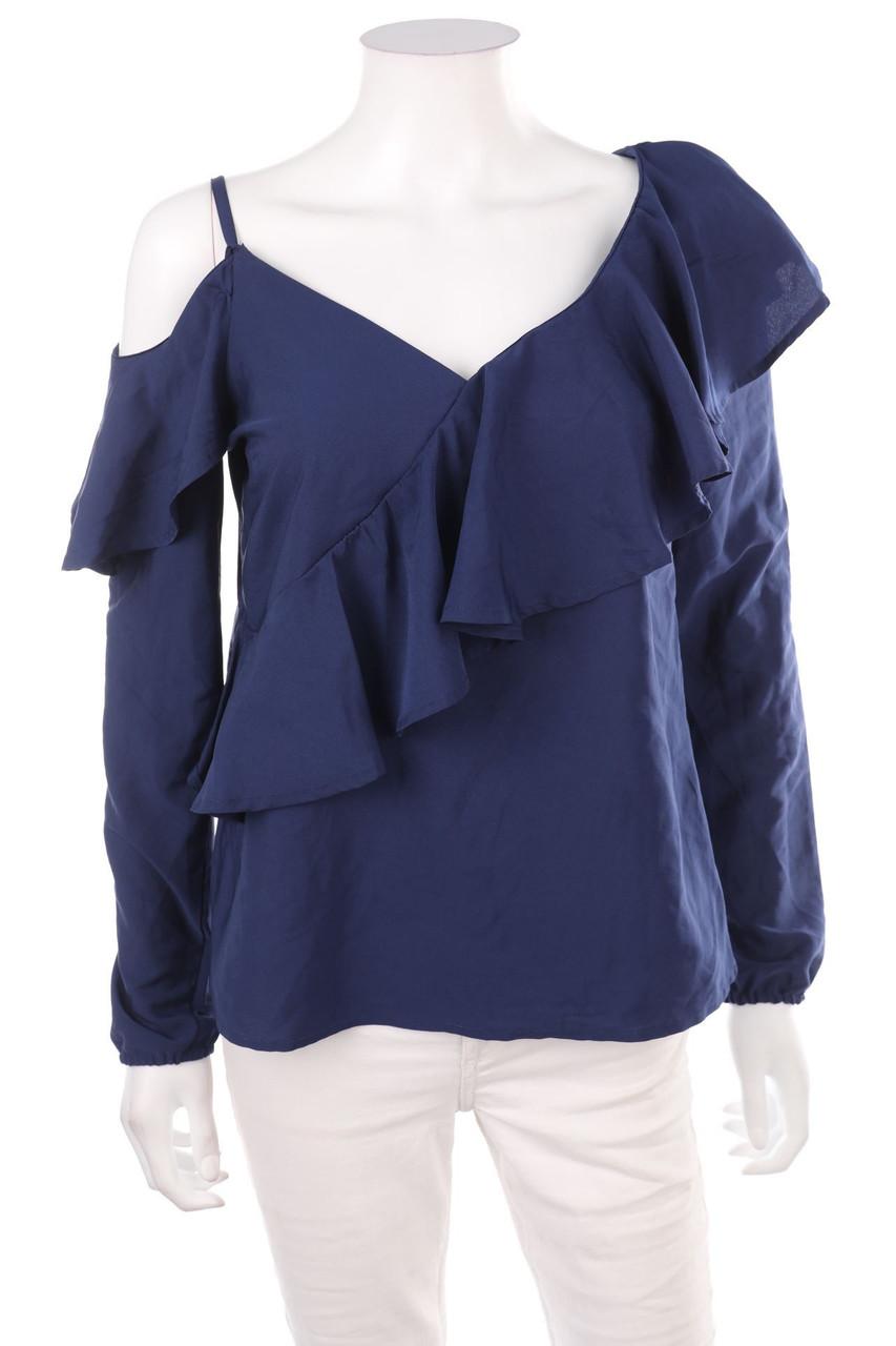 Ohne Label - One Shoulder-Bluse mit Volants - S
