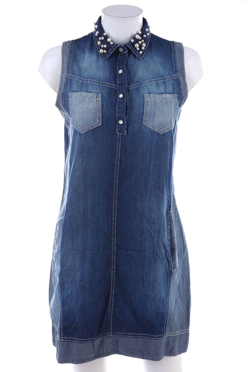 eco - Denim-Dress with Pearls - S