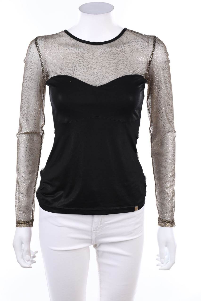 Amnesia Eva Prokai - Longsleeve-Shirt aus Mesh mit Metallic-Effekt - D 32