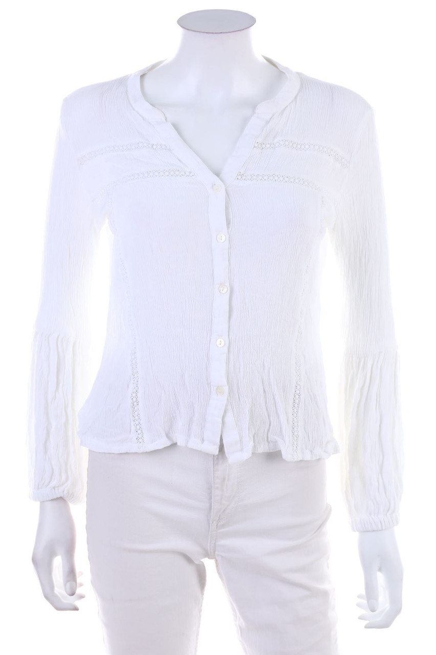 No Label - Blouse with Lace Insert - L
