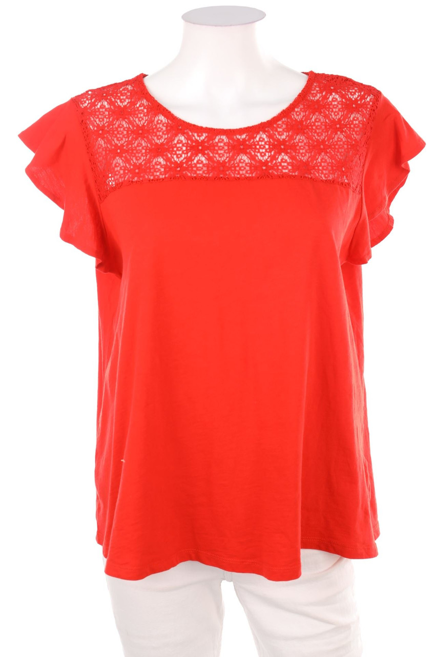 C&A - Kurzarm-Shirt mit Spitze - M