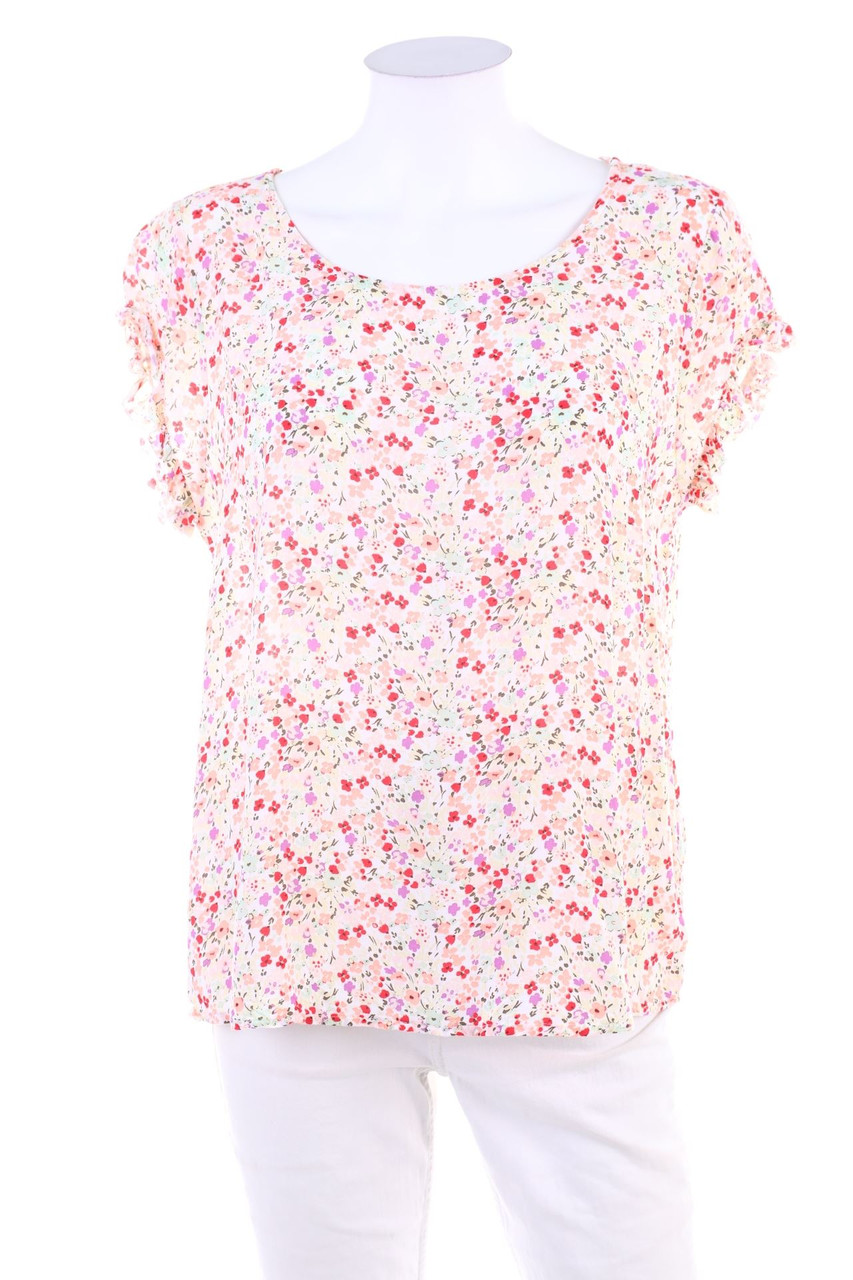 blue motion - Kurzarm-Shirt mit Blumen-Print - S