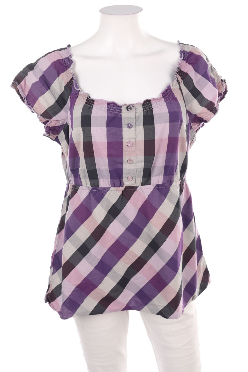 Street One - Kurzarm-Bluse mit Karo-Muster - M