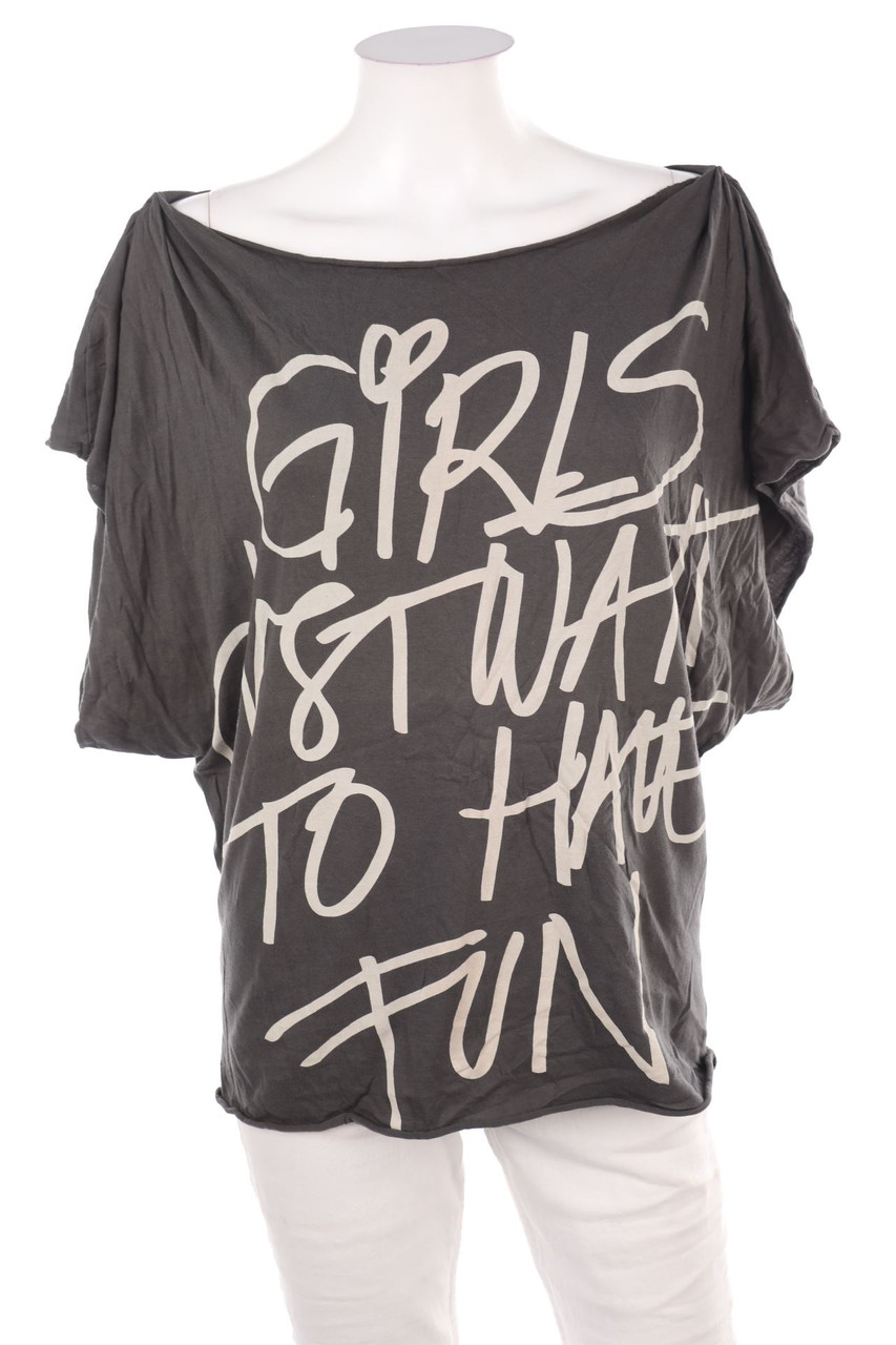 MANGO - Kurzarm-Shirt mit Statement-Print - S