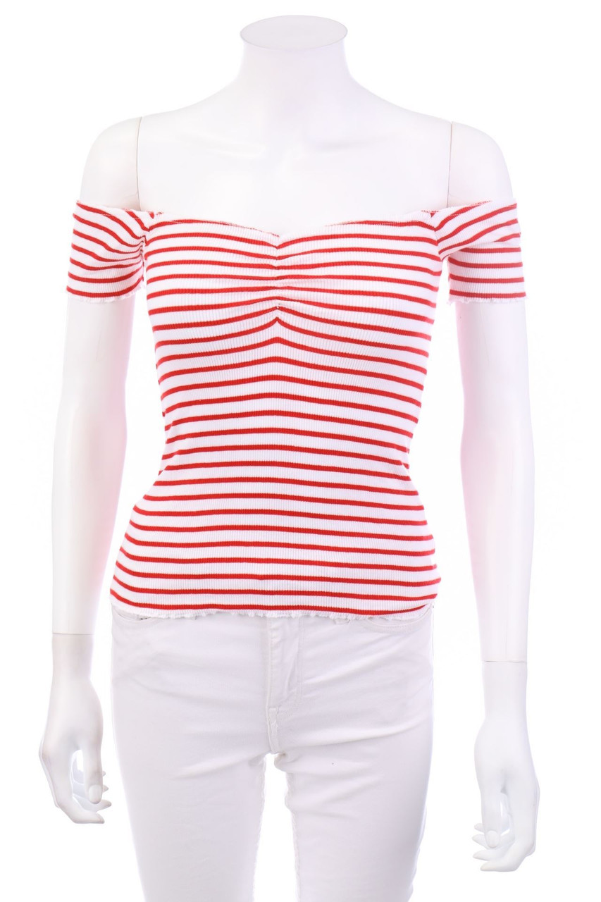 No Label - Stripe Shortsleeve-Shirt with Ruffles - D 30