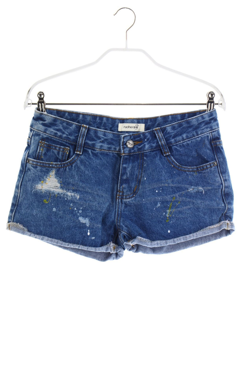 SECONDHAND - Used Look Jeans-Shorts mit Print - W28