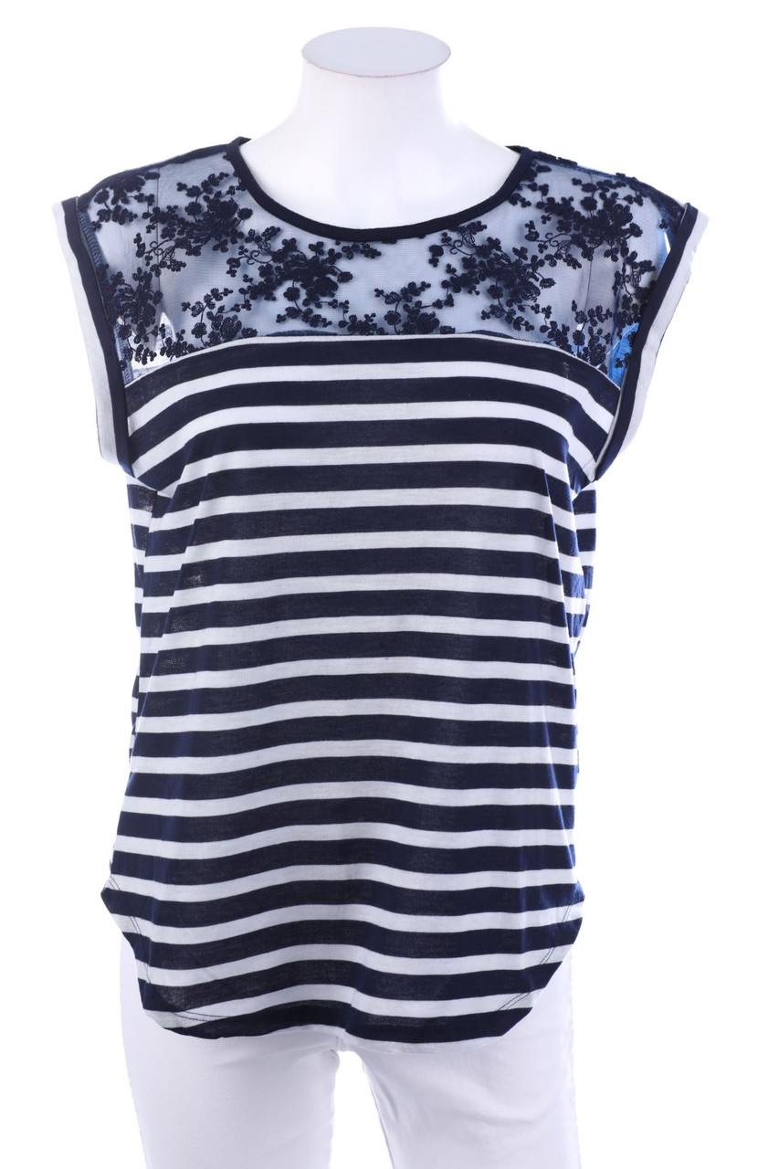 ATMOSPHERE - Streifen-Shirt mit Spitzen-Einsatz - S