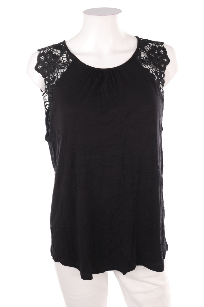 No Label - Shortsleeve Blouse with Lace Insert - L