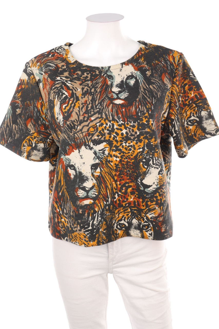 H&M - Cropped-Shirt mit Muster - M