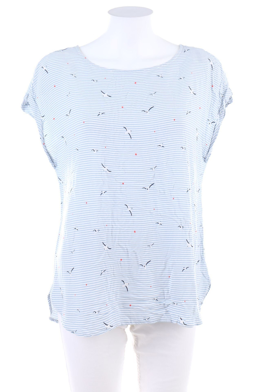 No Label - Stripe Shortsleeve Blouse with Print - D 42