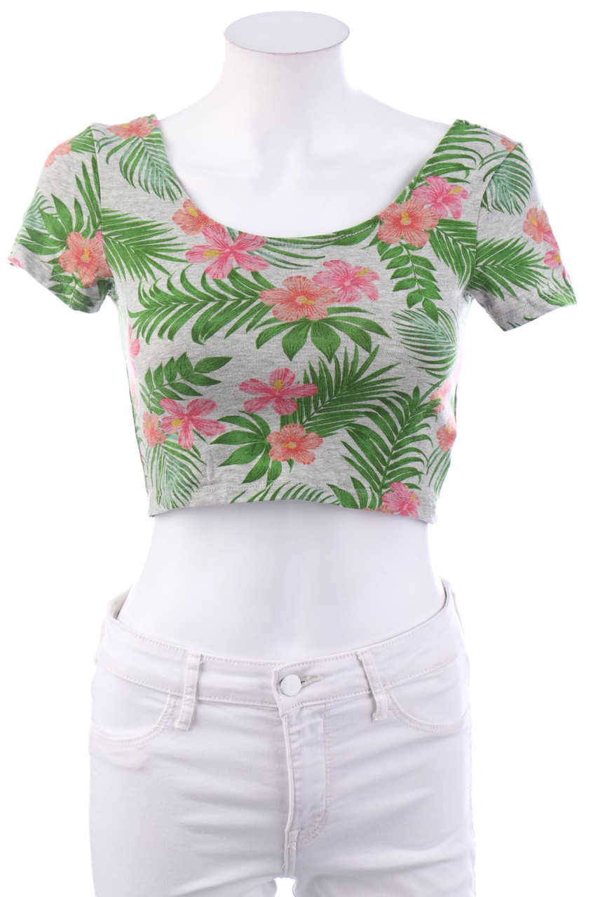 H&M - Cropped-Shirt mit Blumen-Print - S