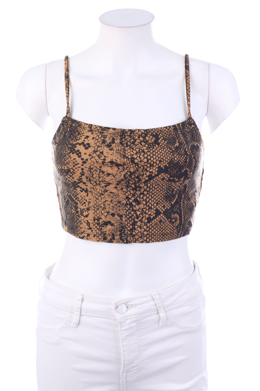 AMISU - Cropped-Top mit Animal-Print - S