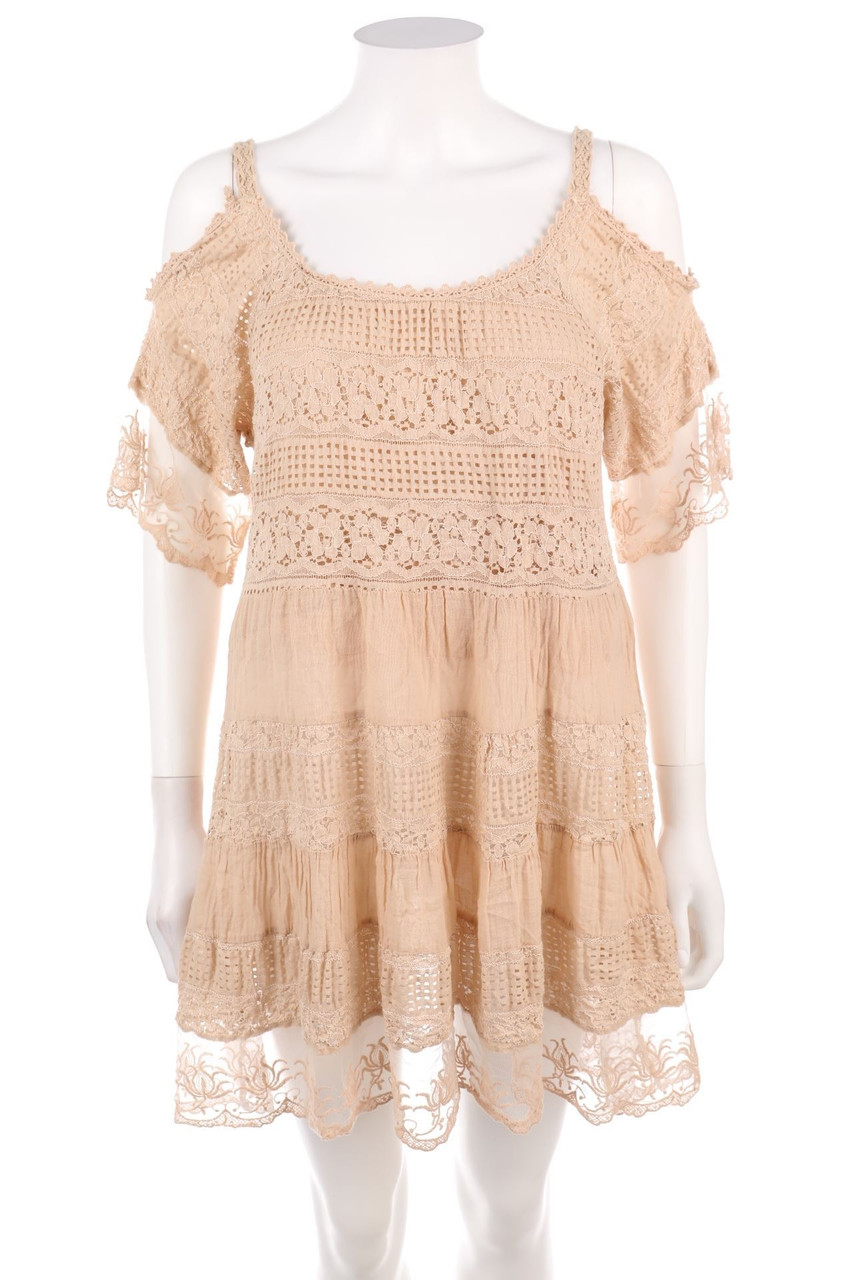 No Label - Cold-Shoulder-dress with Lace - D 38
